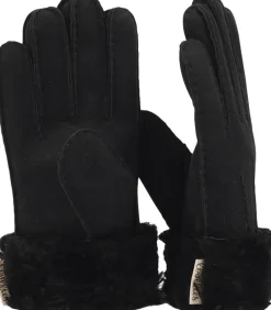 Lovelies KELLY - GLOWES - SHEEP SKIN WITH SHEARLING CUFF Black Clearance