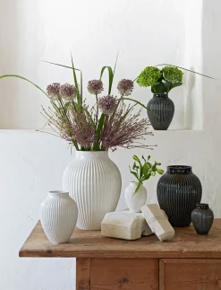 Knabstrup, vase, riller hvid, 20 cm><noscript><img width=