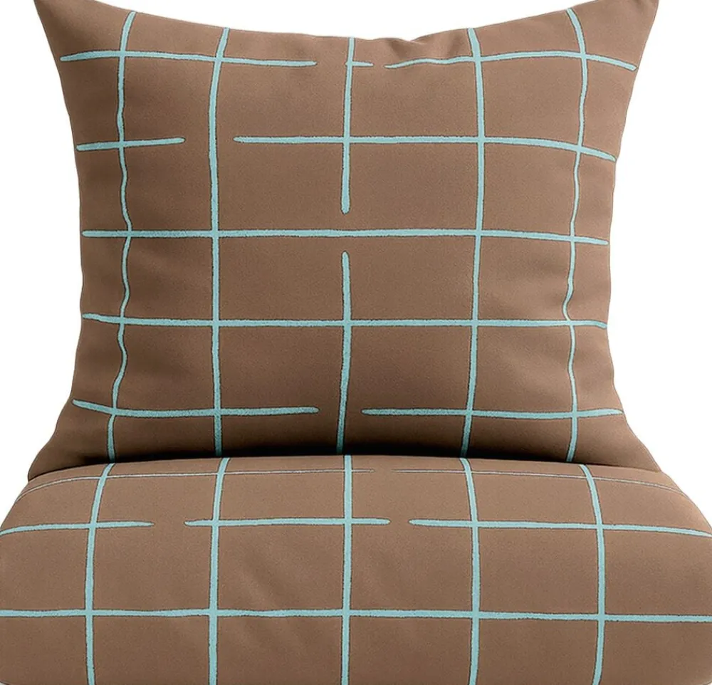 OMHU Økologisk sengesæt, Wave grid Taupe Hot