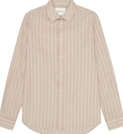 Les Deux Konrad Melange Striped Shirt Dark sand New