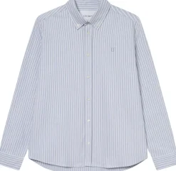Les Deux Konrad Striped Oxford Shirt Allure blue Sale