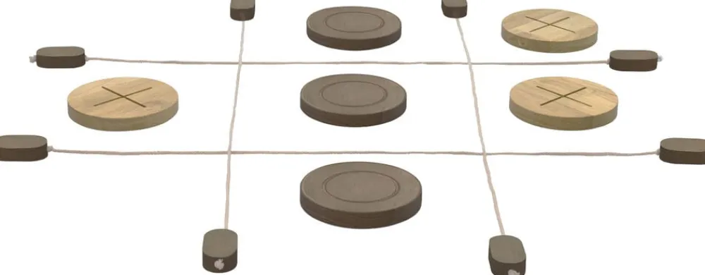 Moments of play Kryds og bolle 90 x 90 cm Grå/Brun Gummitræ Sale