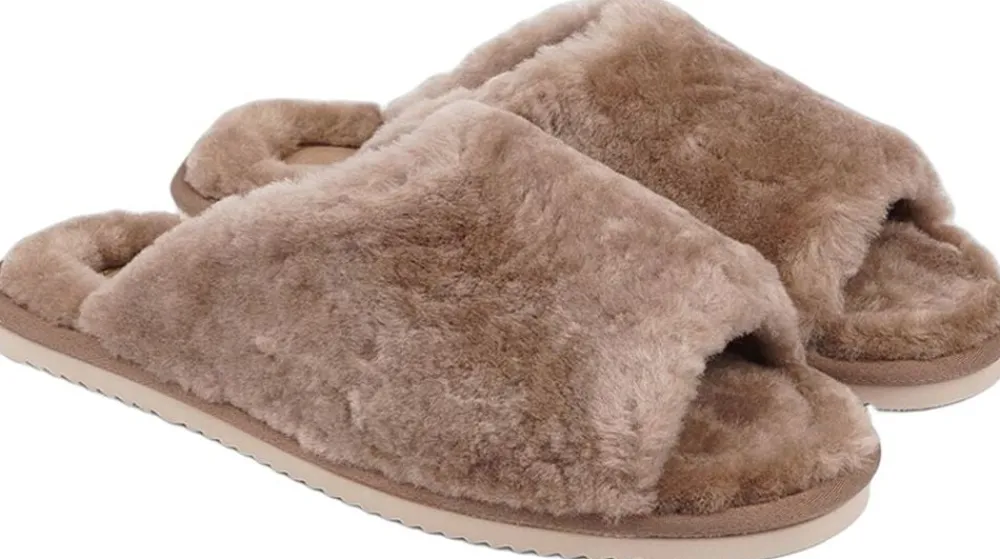 Lovelies KVINA - OPEN SHEARLING SLIPPER Taupe Best