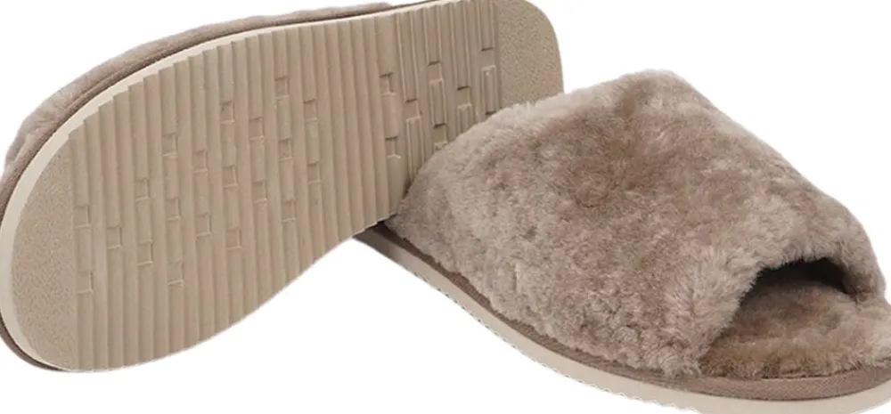 Lovelies KVINA - OPEN SHEARLING SLIPPER Taupe Best
