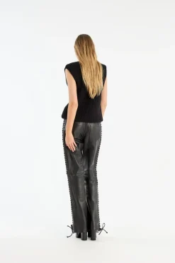 LACED LEATHER PANTS><noscript><img width=