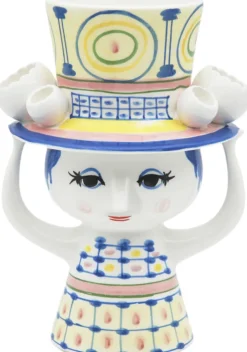 Lady with hat Vase H20. 5 cm blå>Bjørn Wiinblad Discount