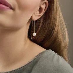 Dame Pernille Corydon Jewellery Lagoon Earchains 10 cm Baroque pearl