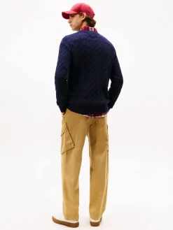 Tommy Hilfiger LAMBSWOOL BLEND CABLE CREW Desert sky Discount