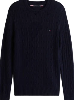 Tommy Hilfiger LAMBSWOOL BLEND CABLE CREW Desert sky Discount
