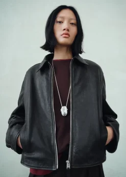 MANGO Lapels leather jacket Black Online