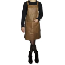 Læderforklæde Suspender Serie Apron Vintage Camel><noscript><img width=