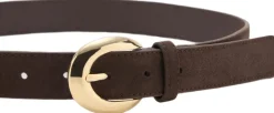 MANGO Leather belt with oval buckle Dark brown Outlet