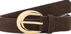 MANGO Leather belt with oval buckle Dark brown Outlet