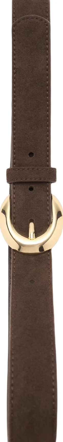 MANGO Leather belt with oval buckle Dark brown Outlet