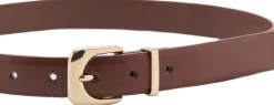 MANGO Leather effect belt with buckle Brown