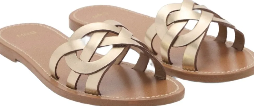 Leather sandals with intertwined st>MANGO Online