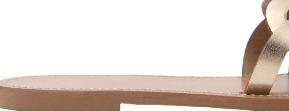 Leather sandals with intertwined st>MANGO Online