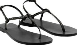Leather sandals with mini studs>MANGO Best