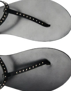 Leather sandals with mini studs><noscript><img width=