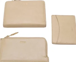 MANGO Leather-effect card holder Light beige Outlet