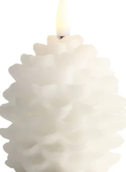 Uyuni LED candle Pine cone, Nordic White, Smooth, 7x7 cm
