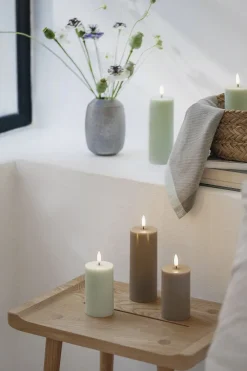 Uyuni LED pillar candle, Dusty Green, Smooth Discount