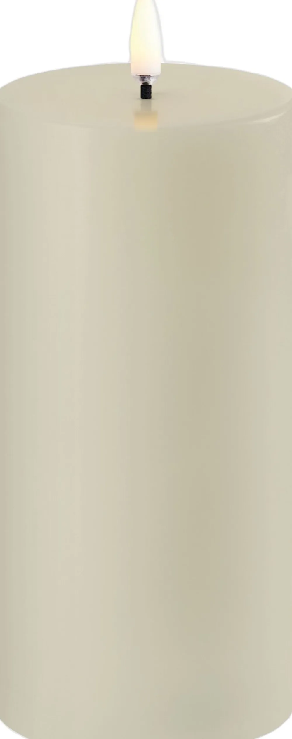 Uyuni LED pillar candle, Oyster Grey, Smooth, 7,8x15 cm