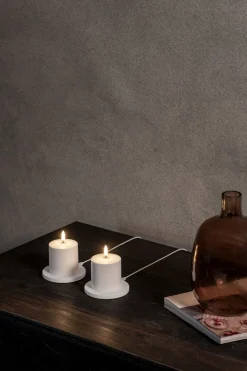 Uyuni LED rechargeable pillar, White plain, 6,8x6,8 cm