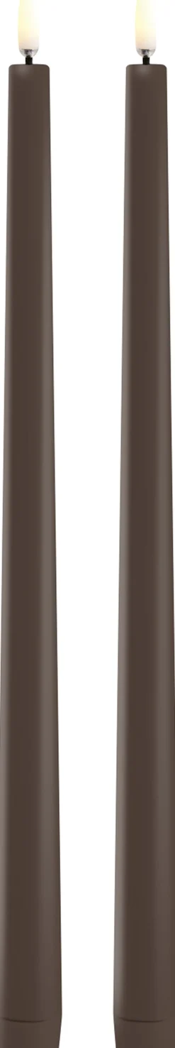 Uyuni LED slim taper candle, Brown, Smooth, 2-pack, 2,3x32 cm Hot