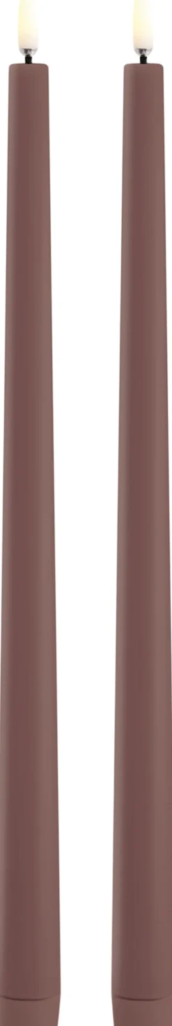 Uyuni LED slim taper candle, Terracotta, Smooth, 2-pack, 2,3x32 cm