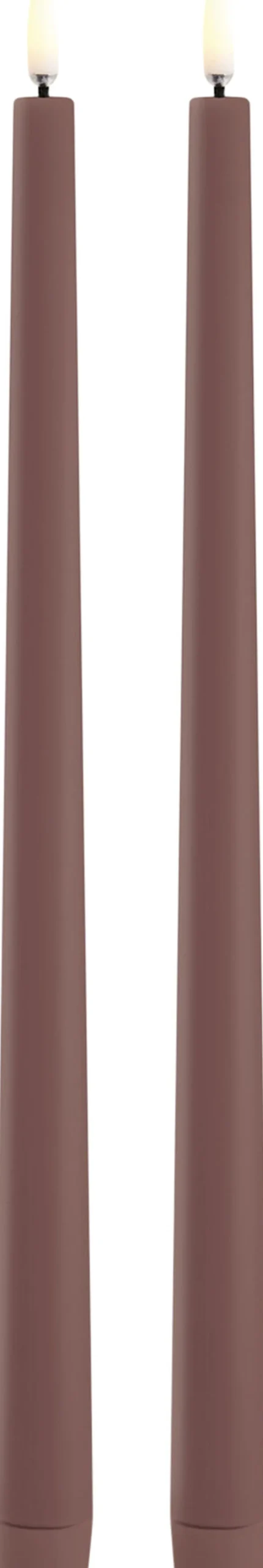 Uyuni LED slim taper candle, Terracotta, Smooth, 2-pack, 2,3x32 cm