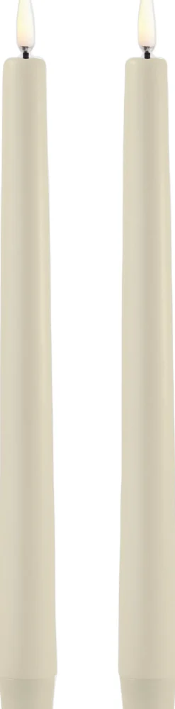 LED taper candle, Oyster Grey, Smooth, 2-pack, 2,3x25 cm>Uyuni Hot