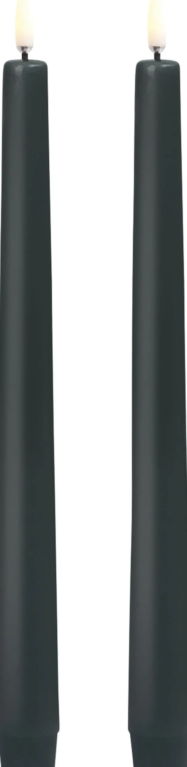 LED taper candle, Pine green, smooth, 2-pack, 2,3x25 cm>Uyuni