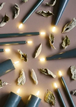 LED taper candle, Pine green, smooth, 2-pack, 2,3x25 cm>Uyuni