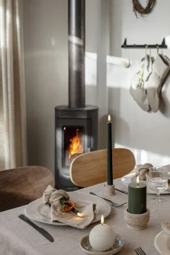 LED taper candle, Pine green, smooth, 2-pack, 2,3x25 cm><noscript><img width=