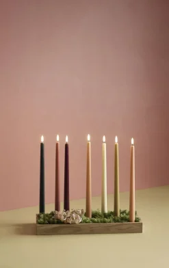 LED taper candle, Pine green, smooth, 2-pack, 2,3x25 cm><noscript><img width=