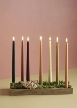 LED taper candle, Pine green, smooth, 2-pack, 2,3x25 cm><noscript><img width=