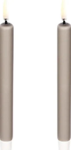 LED taper candle, Sandstone, Smooth, 1,3x13,8 cm / 2-pack>Uyuni Outlet