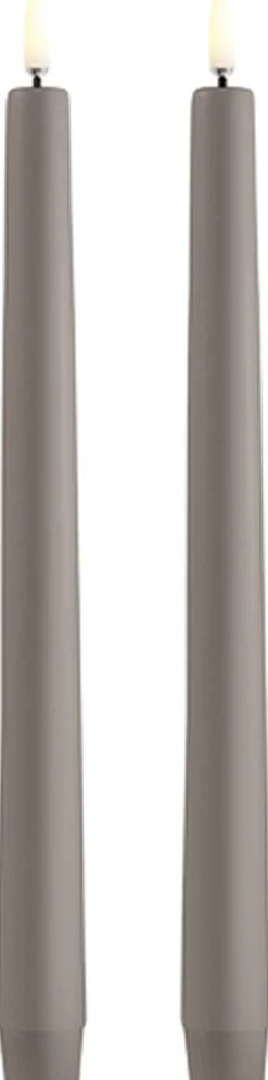 Uyuni LED taper candle, Sandstone, Smooth, 2-pack, 2,3x25 cm