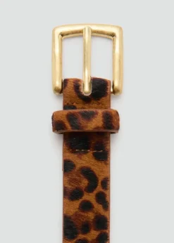 MANGO Leopard fur leather belt Brown Sale