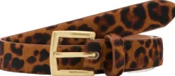 MANGO Leopard fur leather belt Brown Sale