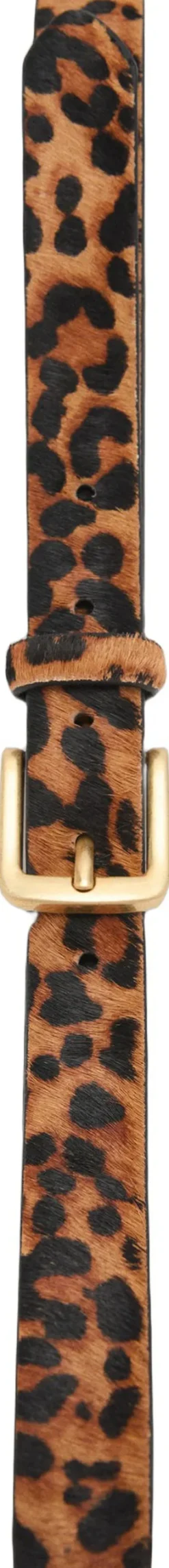 MANGO Leopard leather belt Brown Discount