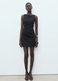 Dame MANGO Linen cotton blend draped dress