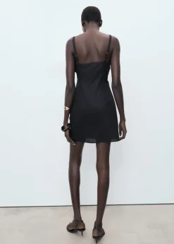 Dame MANGO Linen cotton blend draped dress