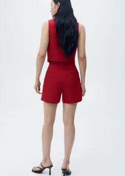 Linen-blend suit bermuda shorts><noscript><img width=