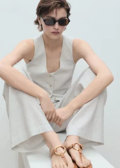 Linen-blend suit waistcoat><noscript><img width=