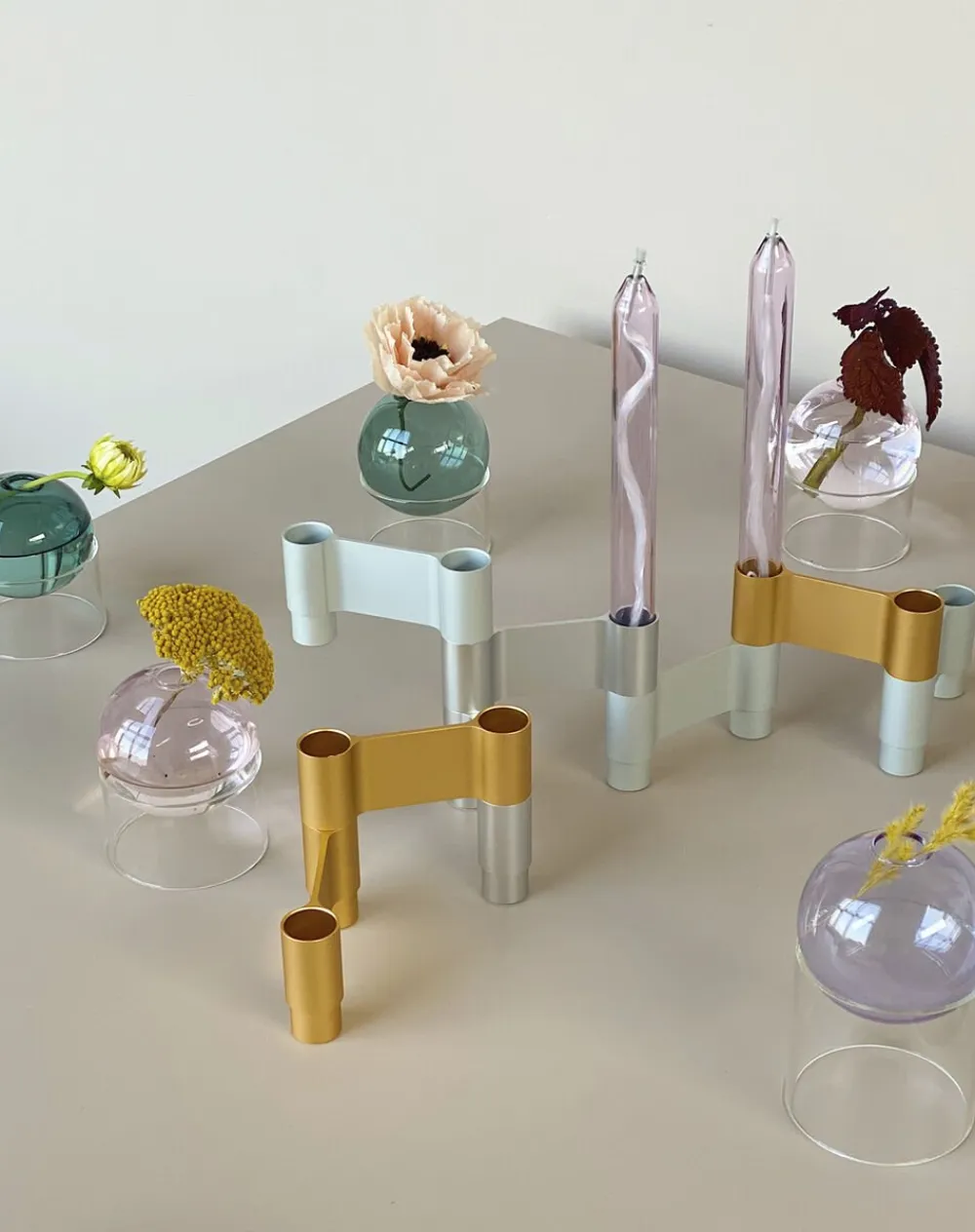 LINK, CANDLE HOLDER, POLISHED ALUMINIUM, 11060P>Studio About Hot