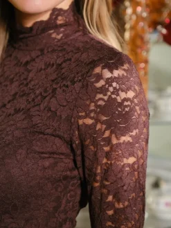 Neo Noir Lizette Laceflower Dress Chocolate brown Clearance