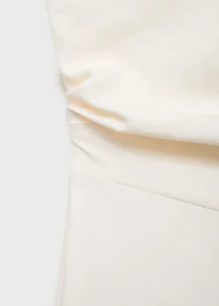 MANGO Long asymmetrical draped jumpsuit Natural white Hot