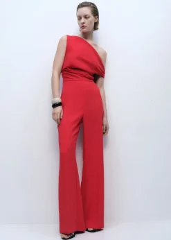 Dame MANGO Long asymmetrical draped jumpsuit